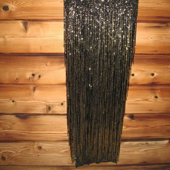 MAC DUGGAL 93584 Long Sleeve Beaded Fringe Evening Gown Dress - Picture 10 of 15